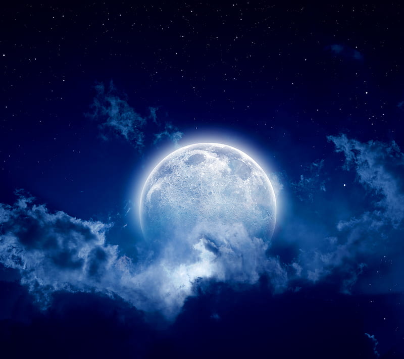 The Moon, abstract, blue, clouds, moon, nature, night, HD wallpaper | Peakpx