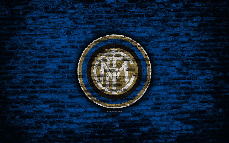 Inter Milan FC logo, brick wall, Serie A, football, Italian football club, soccer, Internazionale, brick texture, Milan, Italy, HD wallpaper