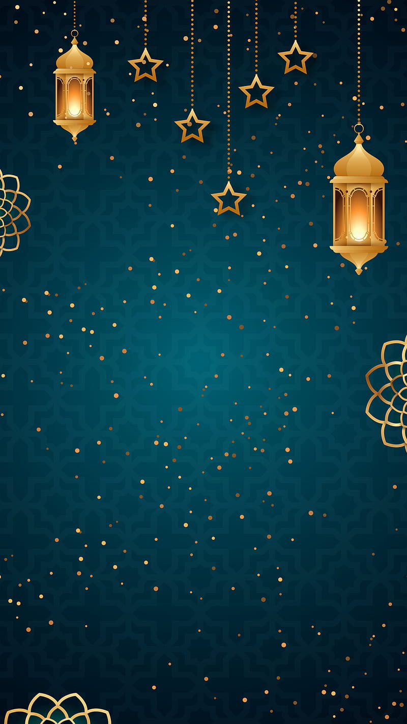 Islamic golden blue, Arab, Islam, Mubarak, Muslim, Ramadam Mubarak, Ramadam kareem, Ramadan, happy, holiday, moon, HD phone wallpaper