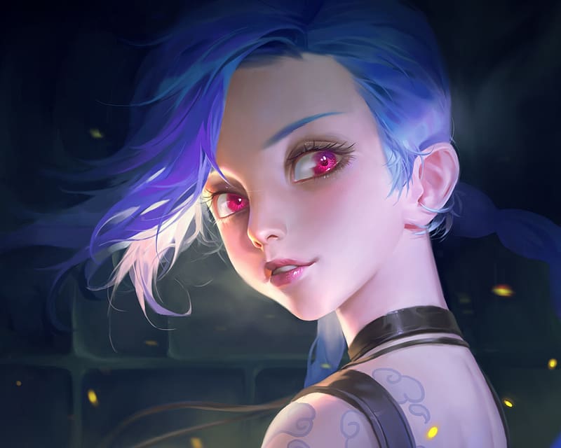 Jinx, lol, art, game, fantasy, girl, face, HD wallpaper