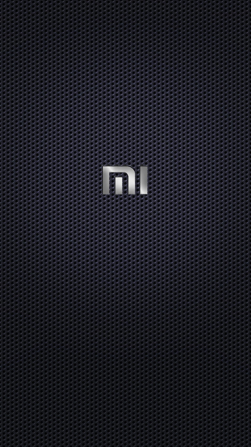 xiaomi logo, black, carbon metal, mi, texture, HD phone wallpaper
