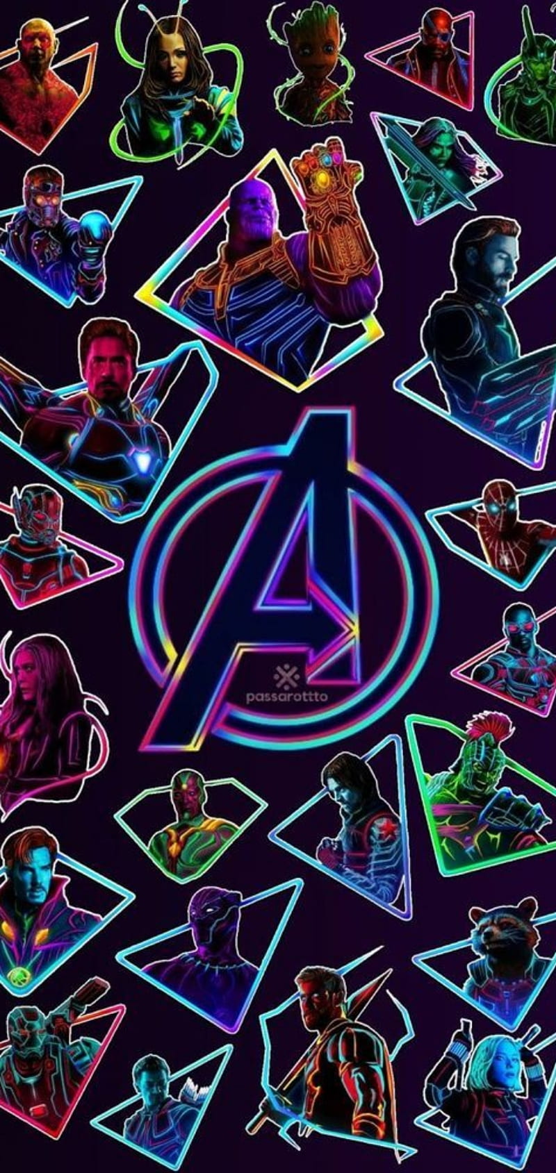 Avengers, endgame, infinity war, neon, HD phone wallpaper