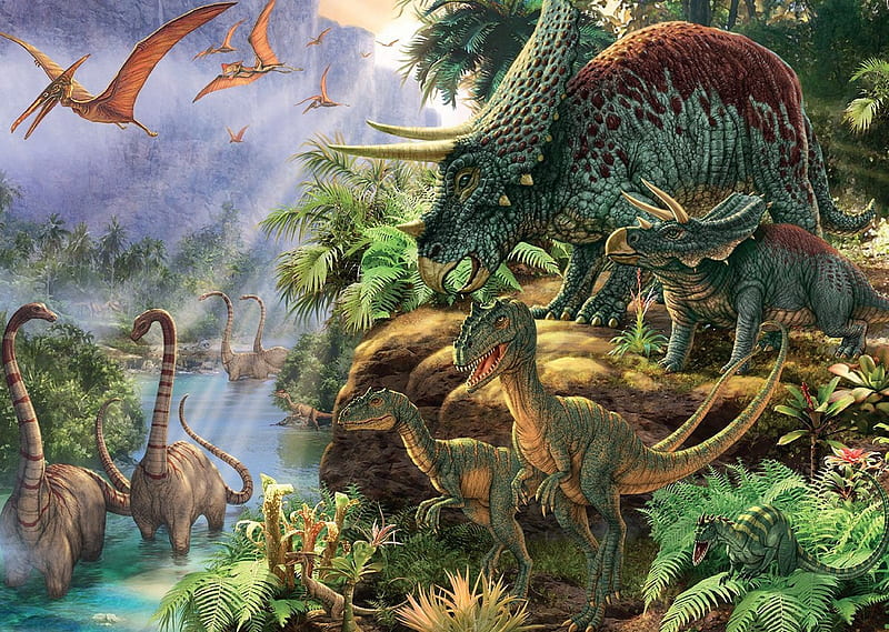 Dino 2, Water, BIRDS, PREHISTORIC, dinosaurs, earth, HD wallpaper | Peakpx
