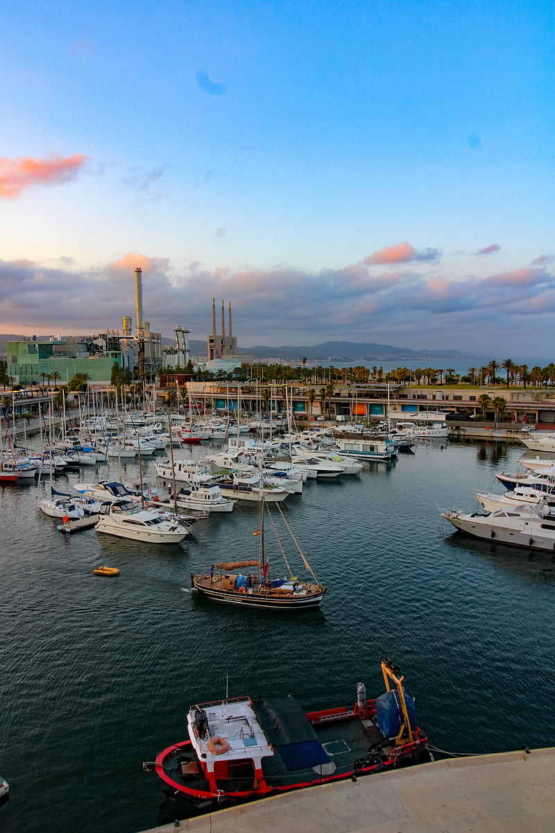 boats, port, pier, city, HD phone wallpaper