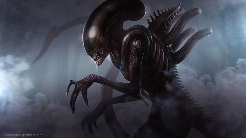alien, xenomorph, artwork, profile view, Movies, HD wallpaper