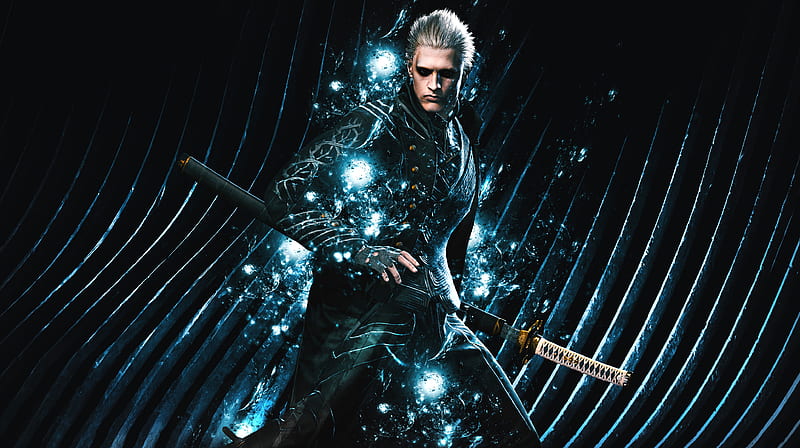 Devil may cry 5, vergil, white hair, character, Games, HD wallpaper