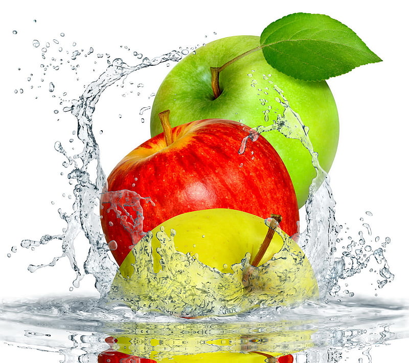 Apple Splash, apples, drops, splash, water, HD wallpaper