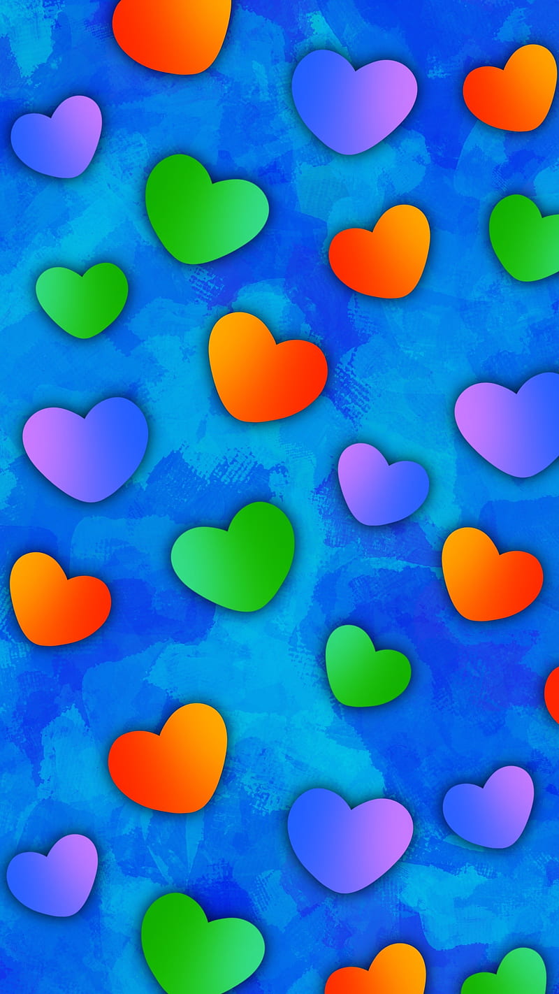 Heart Pattern 01, FMYury, Heart, abstract, blue, color, colorful, colors, gradient, green, corazones, layers, love, orange, pattern, pink, purple, red, shadows, valentine, valentines day, violet, yellow, HD phone wallpaper