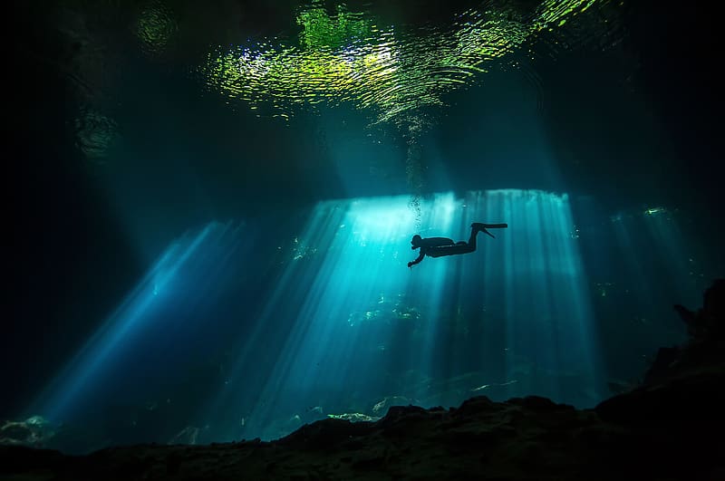 Sports, Diver, Underwater, Sunbeam, Scuba Diving, HD wallpaper