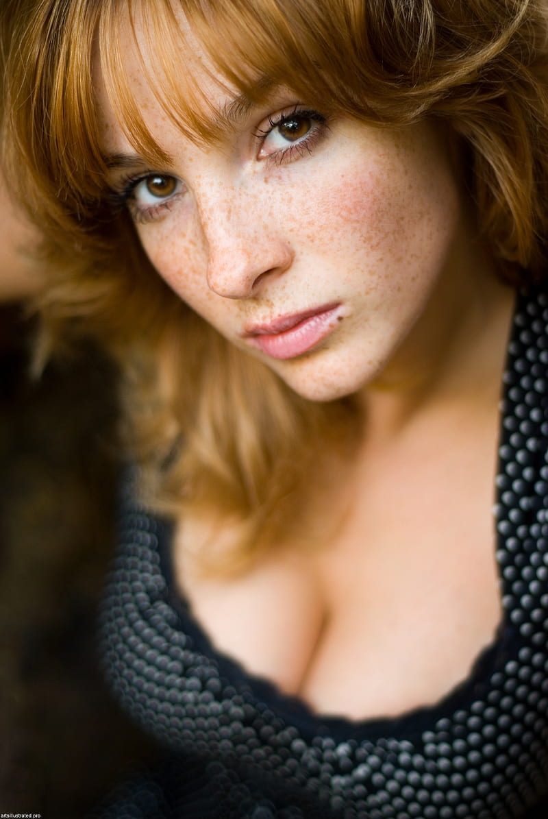 women, actress, Vica Kerekes, redhead, freckles, sensual gaze, cleavage, HD phone wallpaper