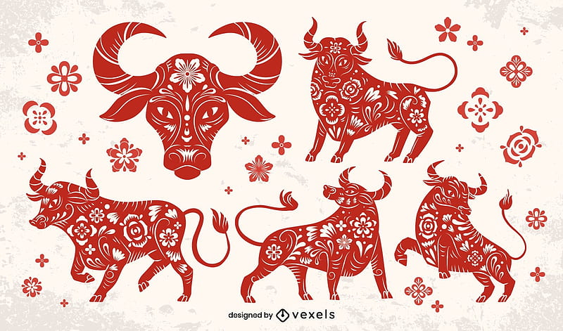 Chinese Zodiac ~ Ox, white, zodiac, red, taurus, ox, chinese zodiac, HD wallpaper