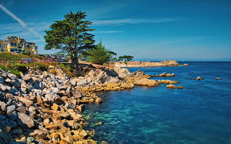 Monterey Bay, summer, sea, american cities, California, USA, America, San Jose, R, HD wallpaper