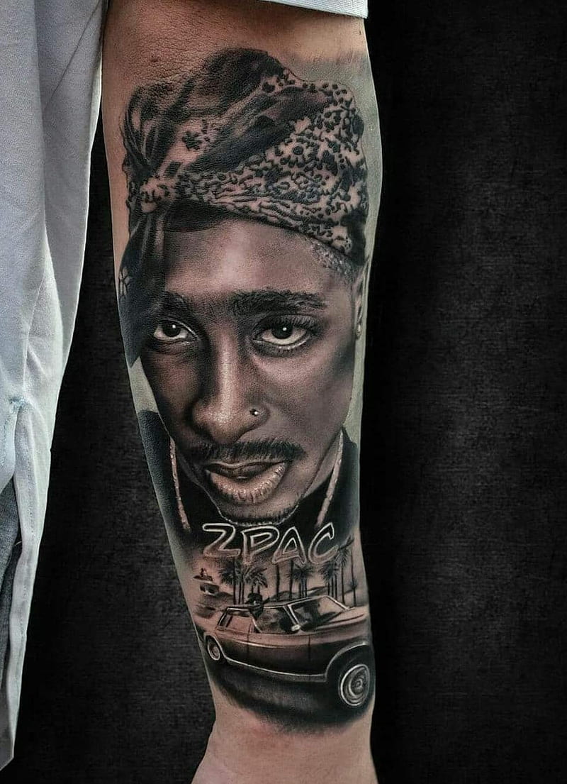 Tupac in Heaven Portrait  Louis Santos Tattoo