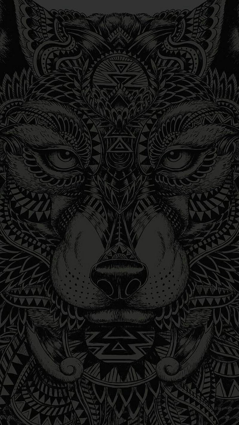 MAGIC WOLF, art, dark, devil, black, background, witch, premium, HD phone wallpaper