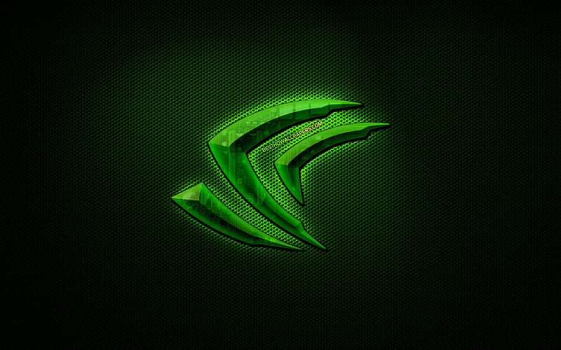 Nvidia logo green metal background, creative, Nvidia, brands, Nvidia 3D logo, HD wallpaper