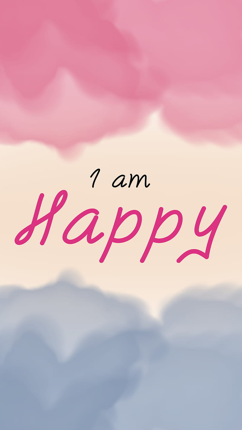 I am Happy, contented, contentment, inspiration, iphone, phone, quote, watercolor, HD phone wallpaper