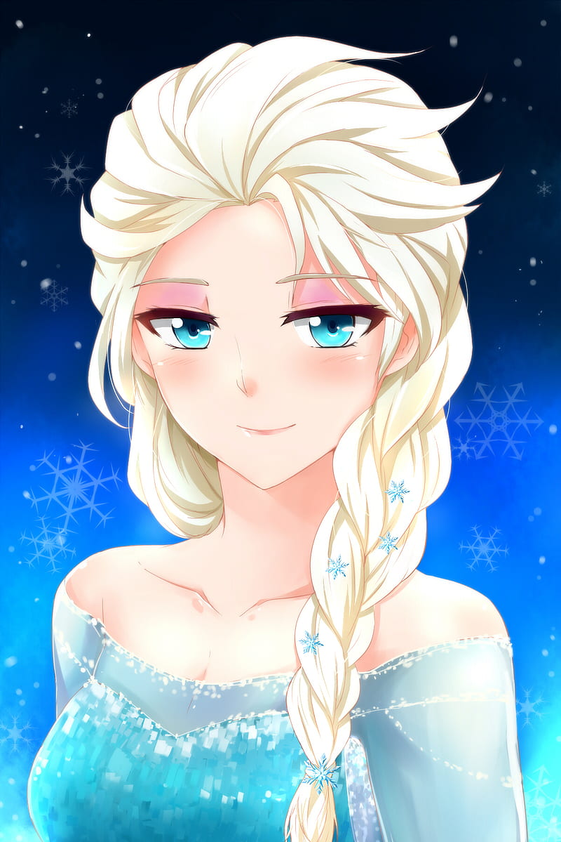 cartoon, Frozen (movie), fantasy girl, Elsa, Princess Elsa, cyan, blue, HD phone wallpaper