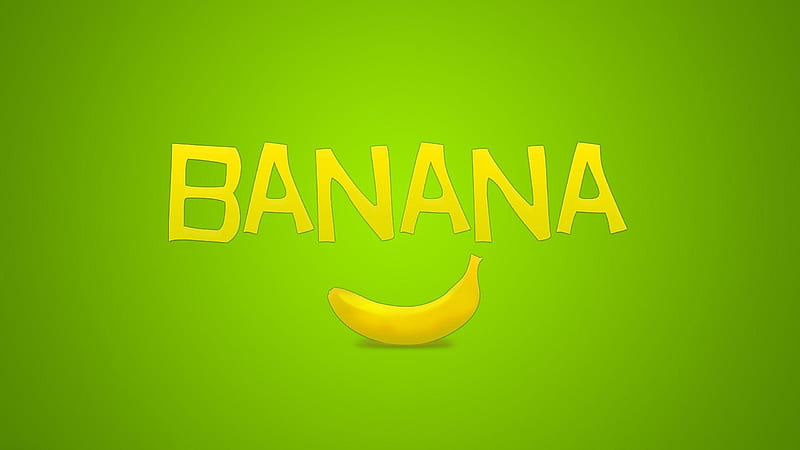 Banana With Word In Green Background Banana, HD wallpaper
