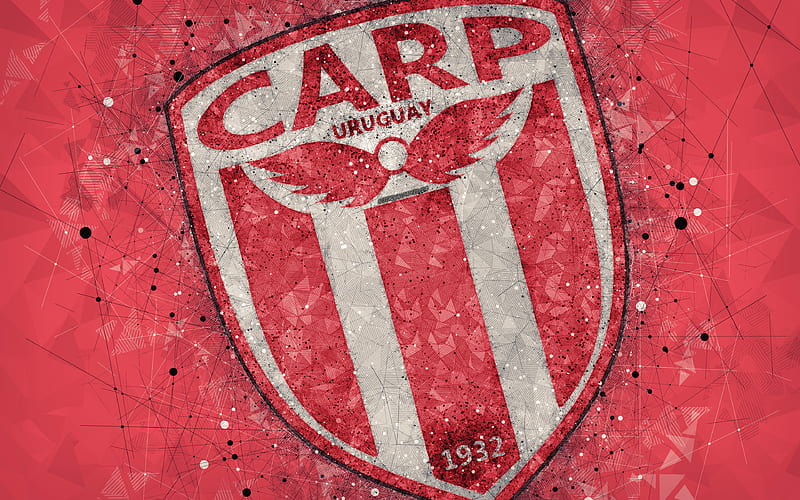 Club Atletico River Plate logo, geometric art, Uruguayan football club, red background, Uruguayan Primera Division, Montevideo, Uruguay, football, creative art, HD wallpaper