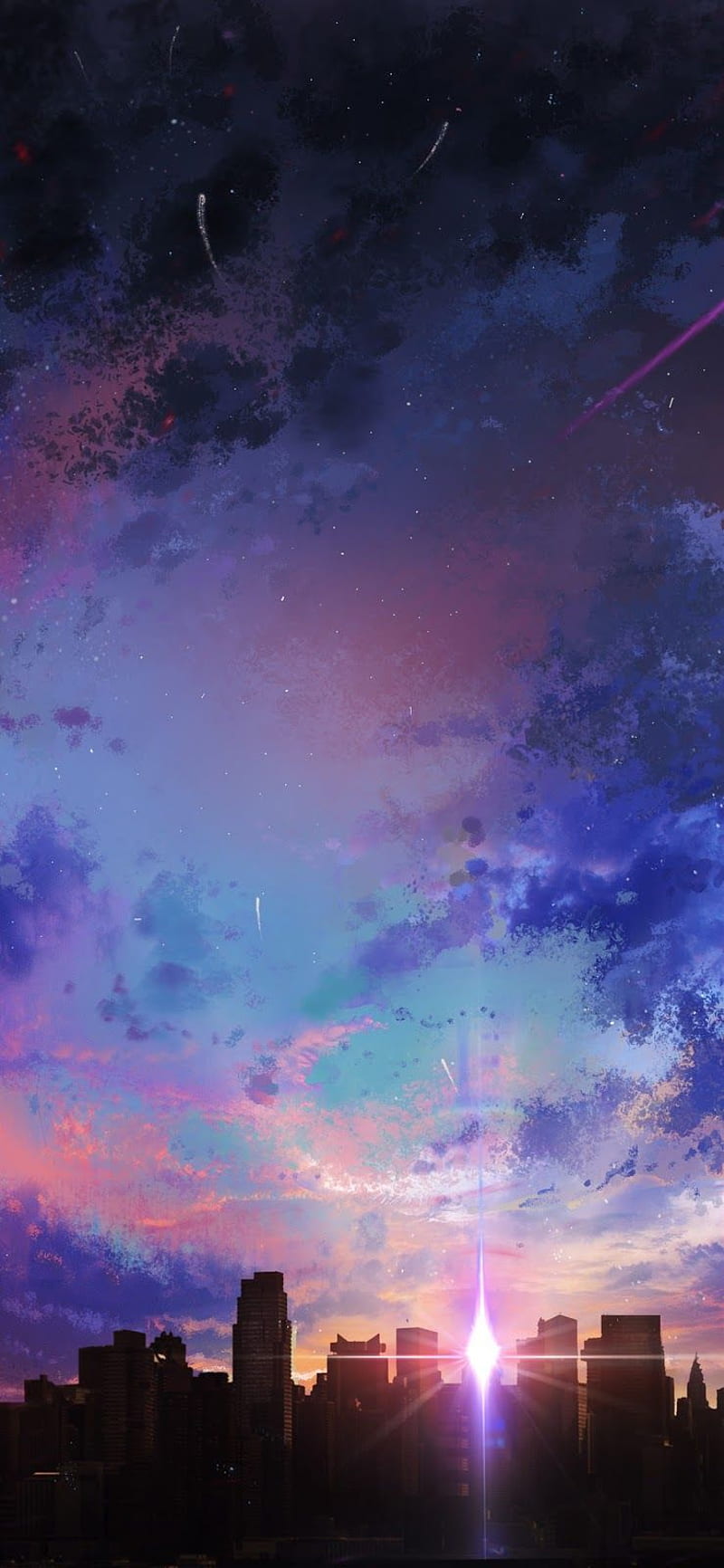city sunset, blue, colors, pastel, pretty, HD phone wallpaper