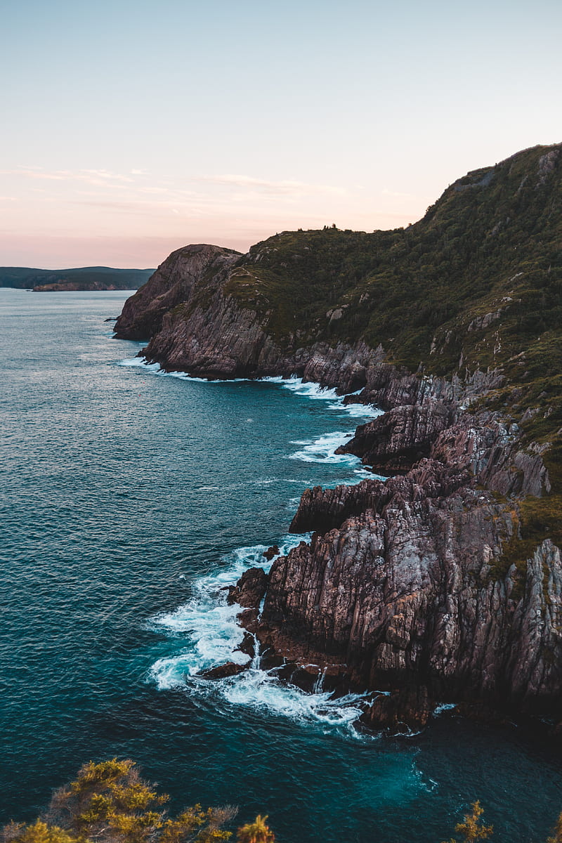 sea, cliff, aerial view, rocks, water, HD phone wallpaper