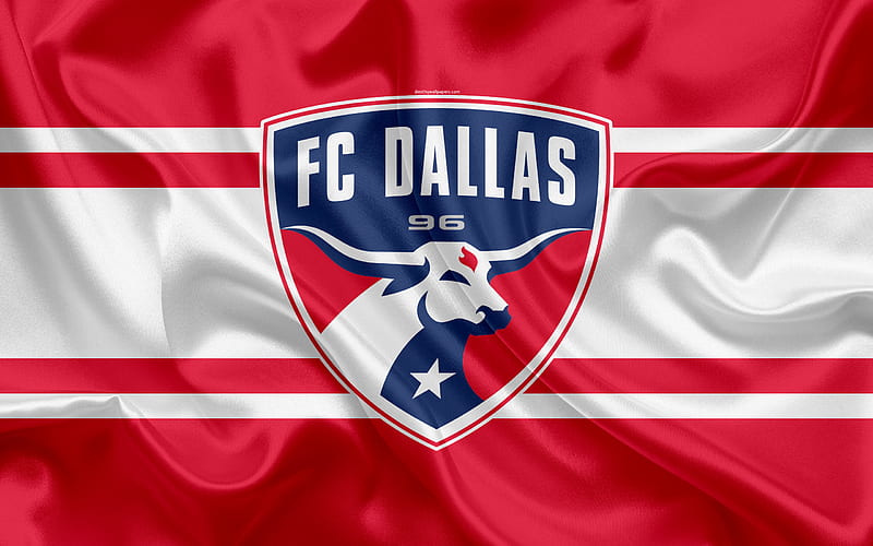 Dallas FC, American Football Club, MLS, USA, Major League Soccer, emblem, logo, silk flag, Dallas, football, HD wallpaper