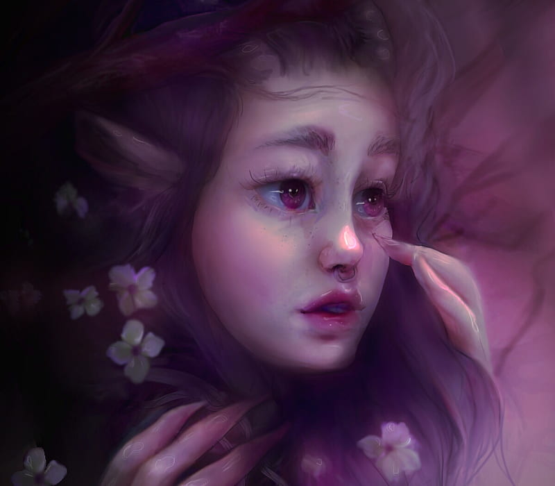 1920x1080px 1080p Free Download Cosmic Spectrum Fantasy Purple Luminos Girl Face Michy 8246