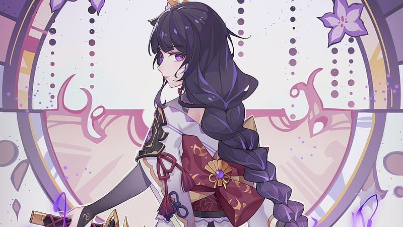 Long Hair Shogun Purple Flower Baal Raiden Shogun, HD wallpaper