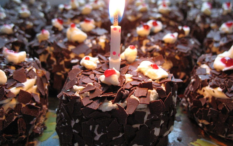 black forest cake, cake, black, candle, forest, HD wallpaper