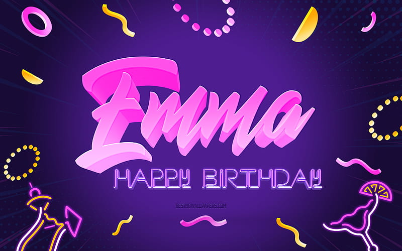 Happy Birtay Emma Purple Party Background, Emma, creative art, Happy Emma birtay, Emma name, Emma Birtay, Birtay Party Background, HD wallpaper