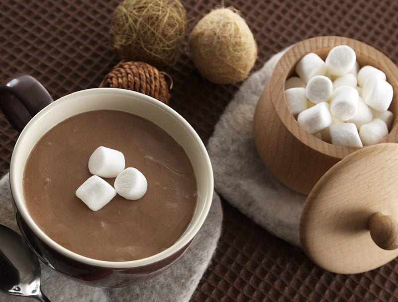CHOCOLATE DREAMS, hot drinks, candy, brown, cocoa, marshmallow, hot chocolate, refreshments, winter, HD wallpaper