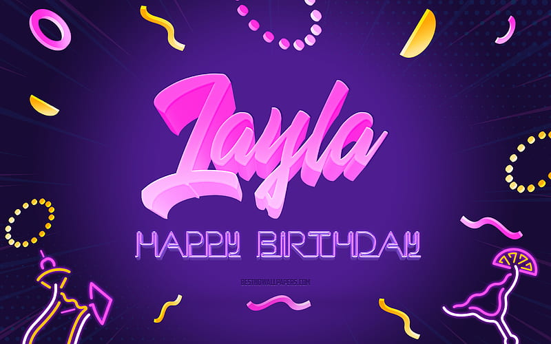 Happy Birtay Layla Purple Party Background, Layla, creative art, Happy Layla birtay, Layla name, Layla Birtay, Birtay Party Background, HD wallpaper