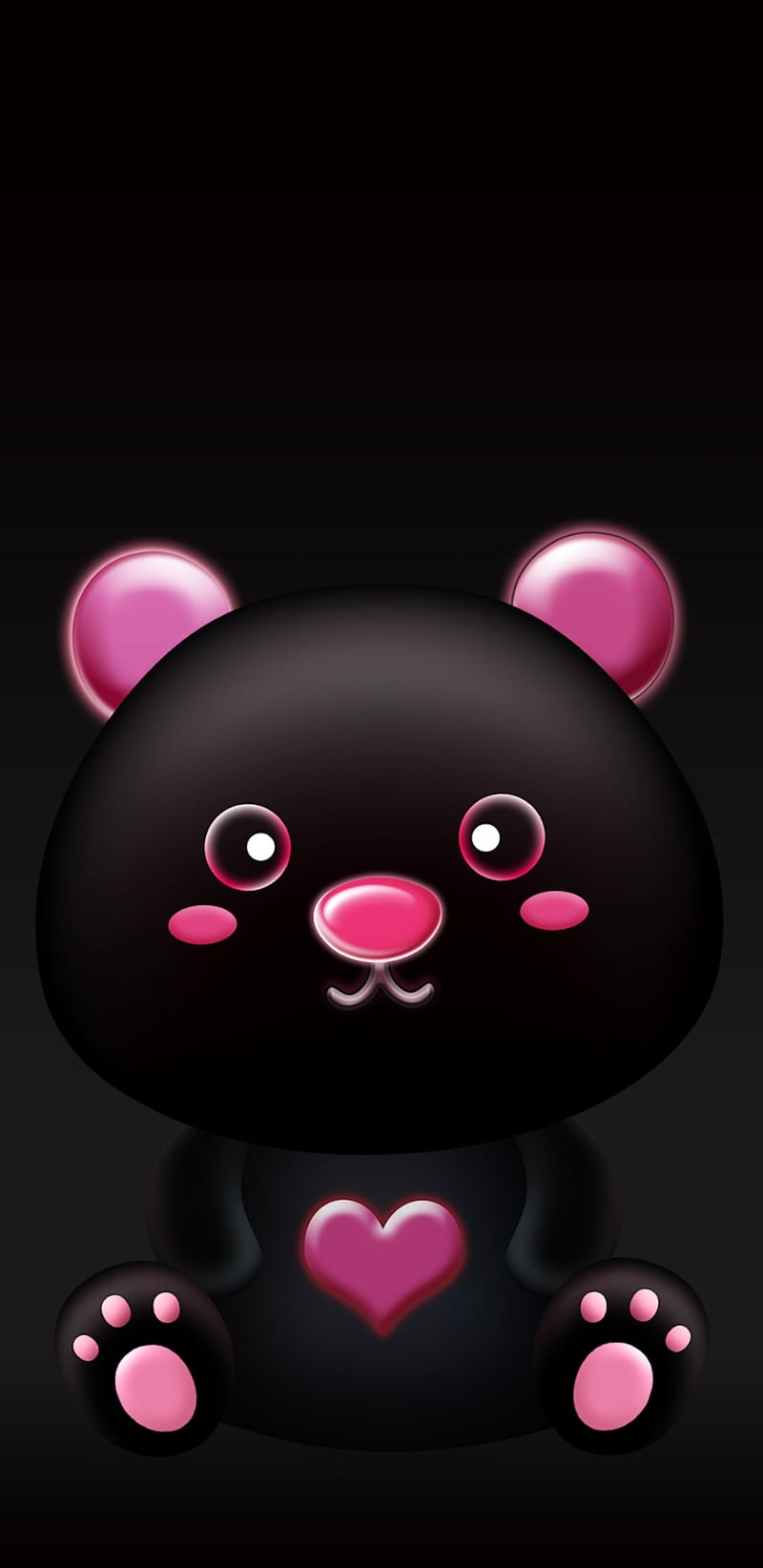 PinkHeartBear, pink, black, bear, heart, love, cute, girly, HD phone  wallpaper | Peakpx