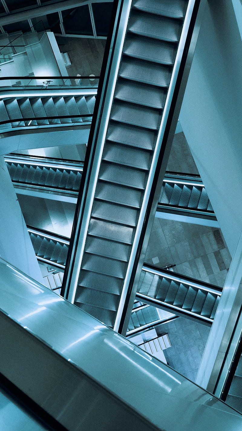 escalator, stairs, steps, rear, HD phone wallpaper