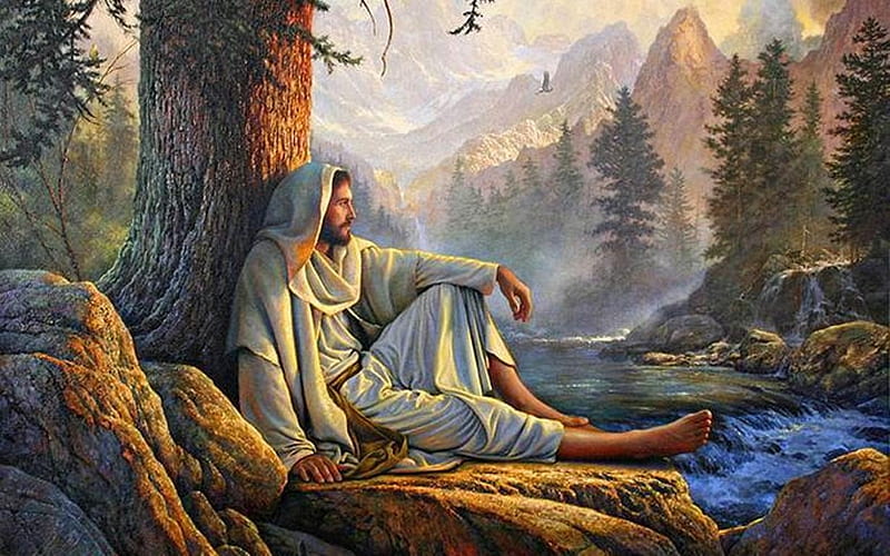 Jesus, painting, nature, Christ, HD wallpaper | Peakpx