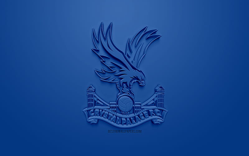 Crystal Palace FC, creative 3D logo, blue background, 3d emblem, English football club, Premier League, London, England, 3d art, football, stylish 3d logo, HD wallpaper