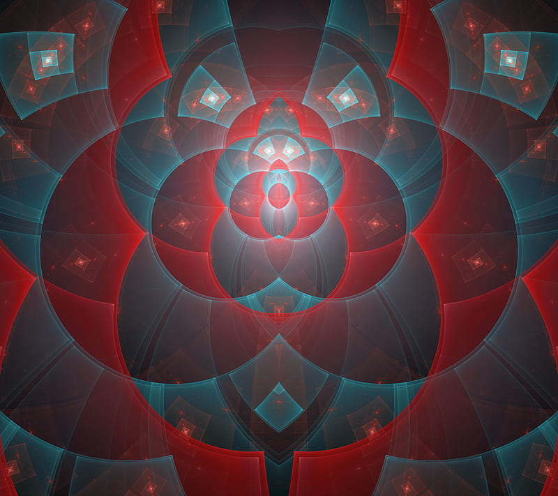 Kaleido Phab, abstract, best, blue, kaleidoscopic, mmmatus, red, symmetrical, HD wallpaper