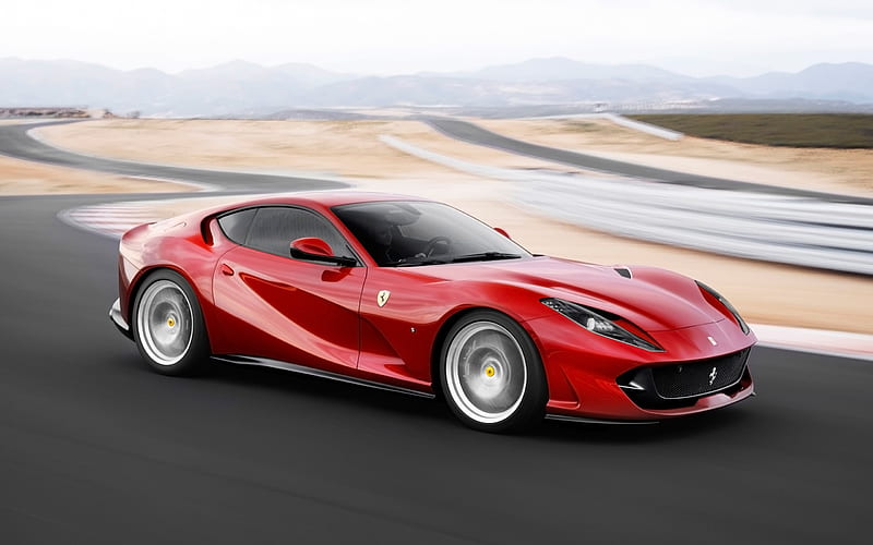 Ferrari 812 Superfast, raceway, 2018 cars, motion blur, supercars, Ferrari, HD wallpaper