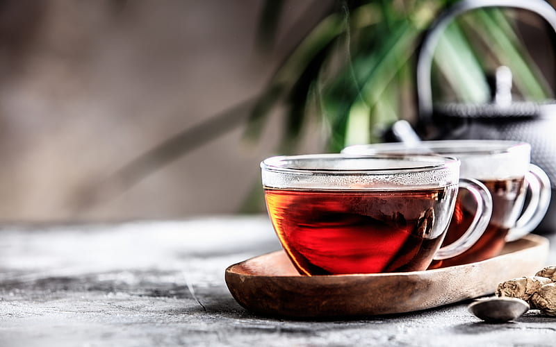 tea cup, tea concepts, glass cups for tea, Black tea, HD wallpaper