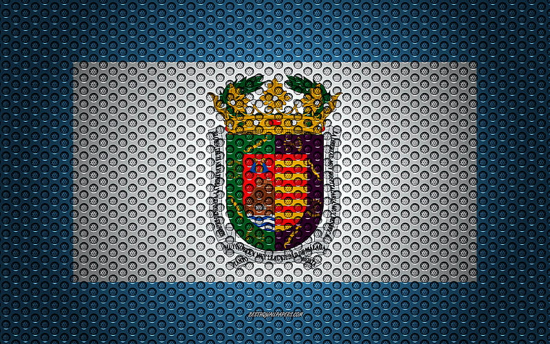 Flag of Malaga creative art, metal mesh texture, Malaga flag, national symbol, provinces of Spain, Malaga, Spain, Europe, HD wallpaper