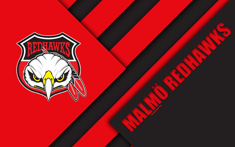 Malmö Redhawks SHL, logo, material design, Swedish hockey club, black and red abstraction, Malmö, Sweden, Swedish hockey league, HD wallpaper