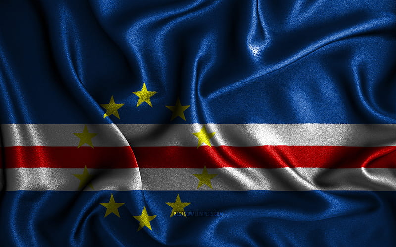Cabo Verde flag silk wavy flags, African countries, national symbols, Flag of Cabo Verde, fabric flags, 3D art, Cabo Verde, Africa, Cabo Verde 3D flag, HD wallpaper