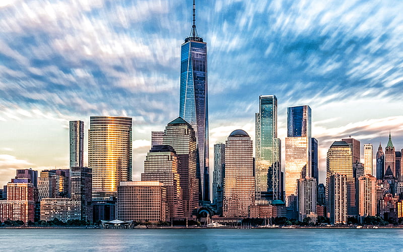 One World Trade Center, One WTC, dom Tower, Manhattan, New York City, skyscrapers, panorama, New York skyline, New York cityscape, NYC, USA, HD wallpaper