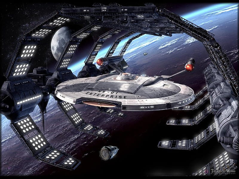Star Trek NX01 in Space Dock, tv series, star trek, HD wallpaper