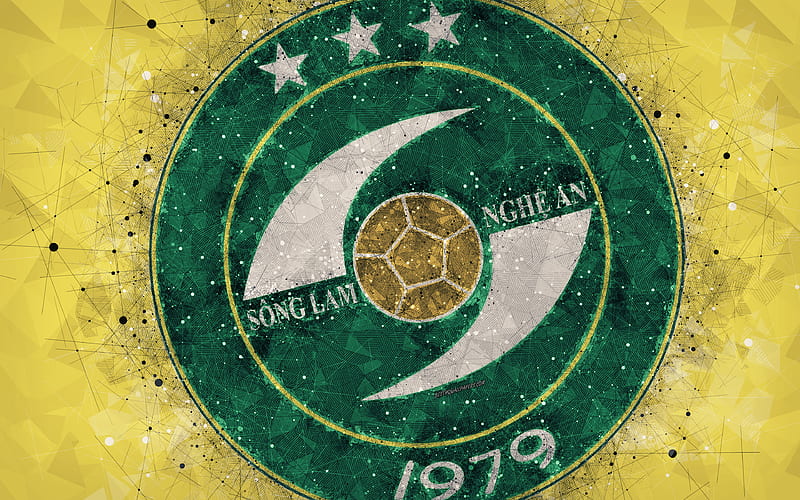 Song Lam Nghe An FC geometric art, logo, yellow background, Vietnamese football club, V-League 1, Ngean, Vietnam, football, SLNA FC, HD wallpaper