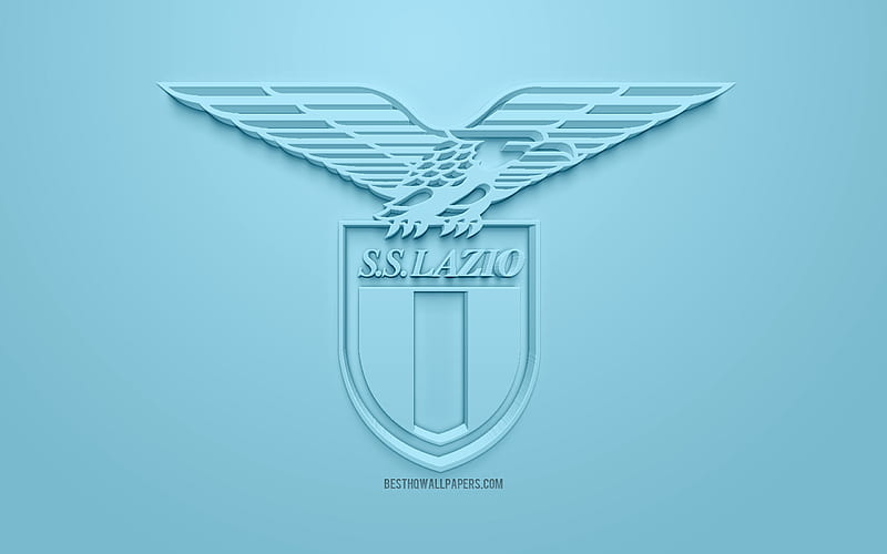 SS Lazio, creative 3D logo, blue background, 3d emblem, Italian football club, Serie A, Rome, Italy, 3d art, football, stylish 3d logo, Lazio FC, HD wallpaper