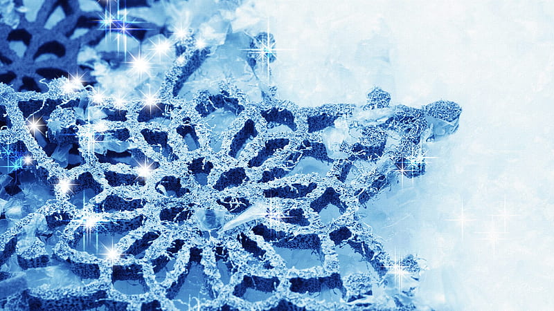 Blue Crystal Snowflake, stars, snowflake, snow, shine, firefox persona, diamonds, winter, cold, HD wallpaper