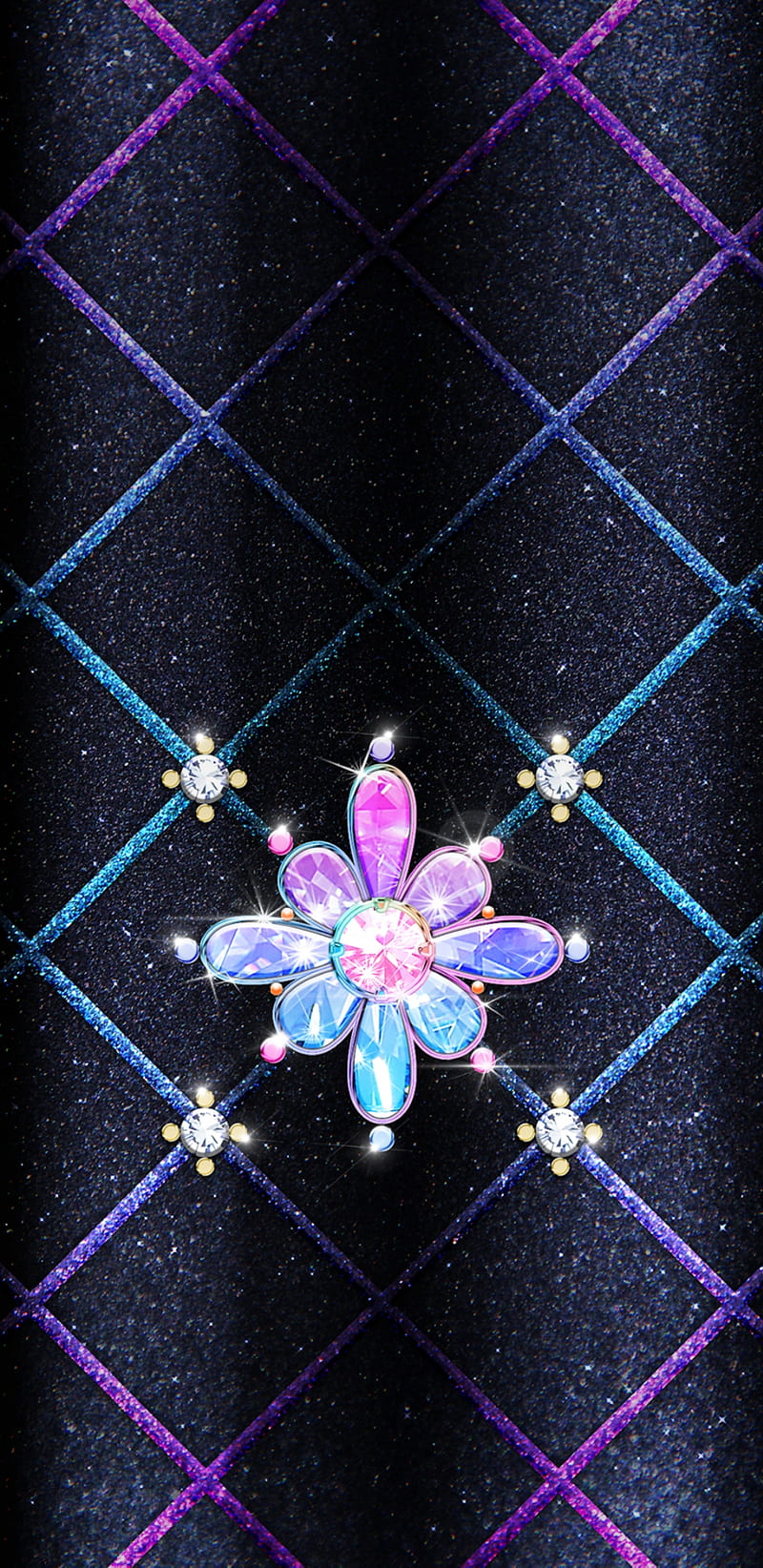 Glittering Jewels, bonito, blue, fl, flower, girly, glitter, pink, pretty, purple, HD phone wallpaper