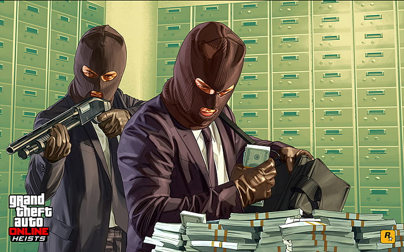 Games GTA 5 Shotgun Online Suit Bank Robber 2 Masks Money, HD wallpaper