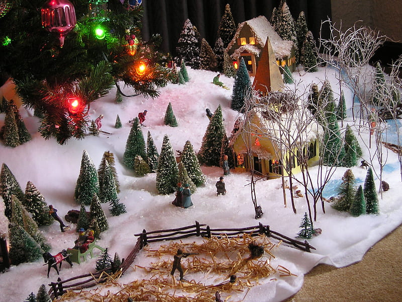 Christmas Village View3, brecksville, christmas, village, ohio, tradition, HD wallpaper